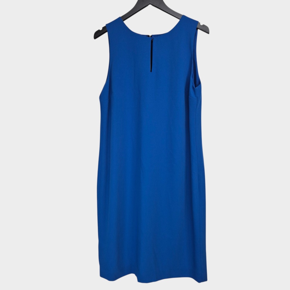 Lauren Ralph Lauren Royal Blue Sleeveless Shift Dress with White Back Pleat 12